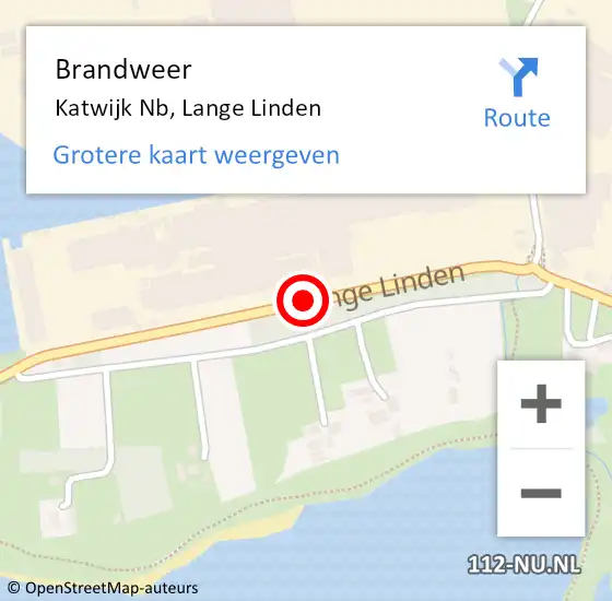 Locatie op kaart van de 112 melding: Brandweer Katwijk Nb, Lange Linden op 27 juni 2016 12:35