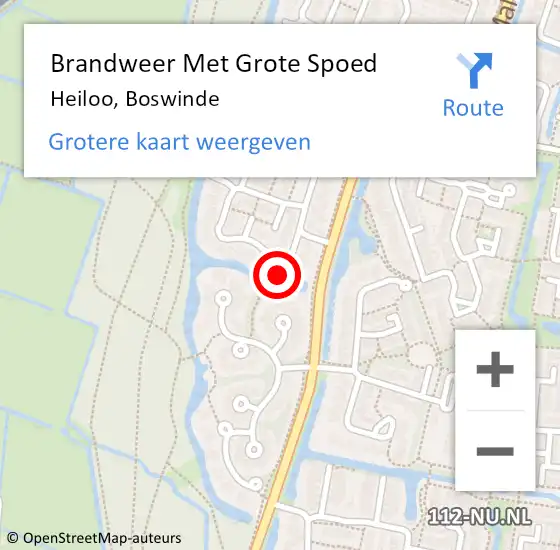 Locatie op kaart van de 112 melding: Brandweer Met Grote Spoed Naar Heiloo, Boswinde op 27 juni 2016 13:25