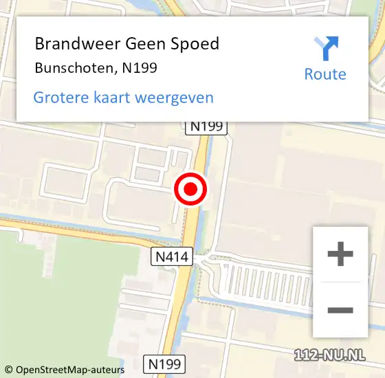 Locatie op kaart van de 112 melding: Brandweer Geen Spoed Naar Bunschoten, N199 op 27 juni 2016 14:11