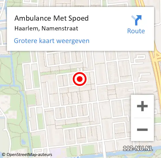 Locatie op kaart van de 112 melding: Ambulance Met Spoed Naar Haarlem, Namenstraat op 27 juni 2016 14:16