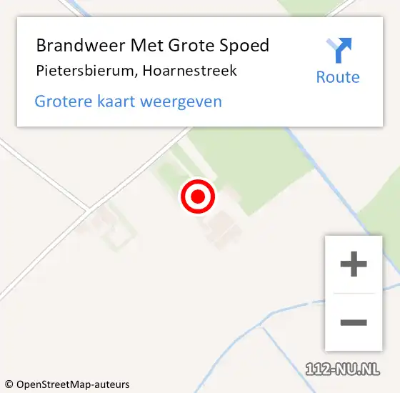 Locatie op kaart van de 112 melding: Brandweer Met Grote Spoed Naar Pietersbierum, Hoarnestreek op 27 juni 2016 14:49