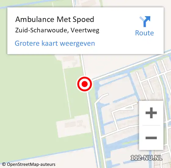 Locatie op kaart van de 112 melding: Ambulance Met Spoed Naar Zuid-Scharwoude, Veertweg op 27 juni 2016 14:51