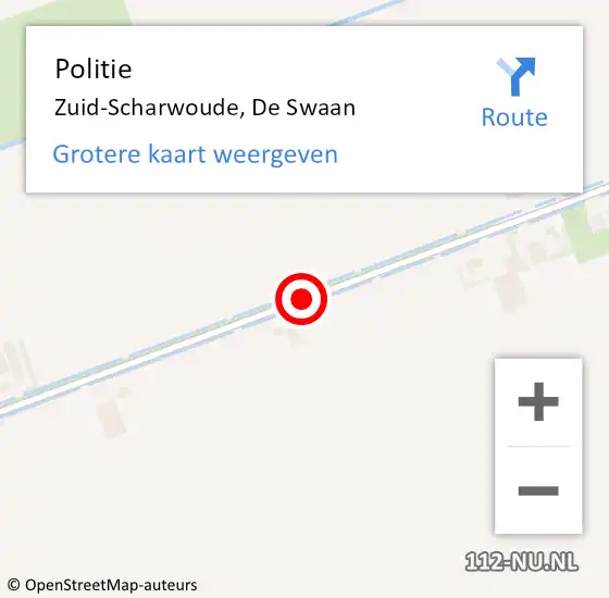 Locatie op kaart van de 112 melding: Politie Zuid-Scharwoude, De Swaan op 27 juni 2016 14:51