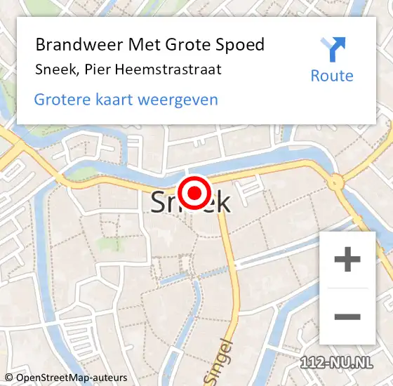 Locatie op kaart van de 112 melding: Brandweer Met Grote Spoed Naar Sneek, Pier Heemstrastraat op 27 juni 2016 15:35