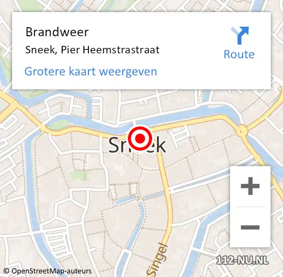 Locatie op kaart van de 112 melding: Brandweer Sneek, Pier Heemstrastraat op 27 juni 2016 15:40