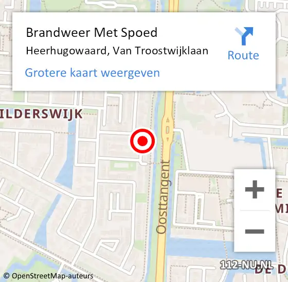 Locatie op kaart van de 112 melding: Brandweer Met Spoed Naar Heerhugowaard, Van Troostwijklaan op 27 juni 2016 15:48