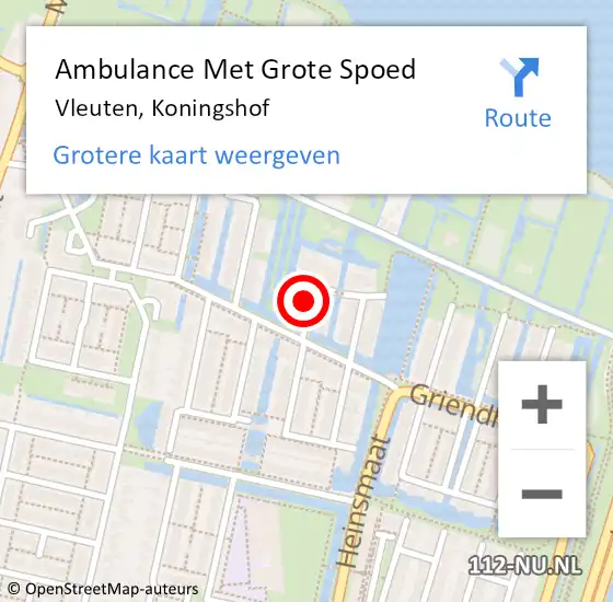 Locatie op kaart van de 112 melding: Ambulance Met Grote Spoed Naar Vleuten, Koningshof op 27 juni 2016 16:09