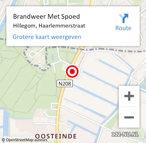 Locatie op kaart van de 112 melding: Brandweer Met Spoed Naar Hillegom, Haarlemmerstraat op 19 december 2013 14:02