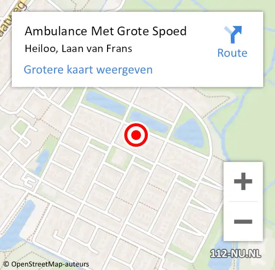 Locatie op kaart van de 112 melding: Ambulance Met Grote Spoed Naar Heiloo, Laan van Frans op 27 juni 2016 16:44