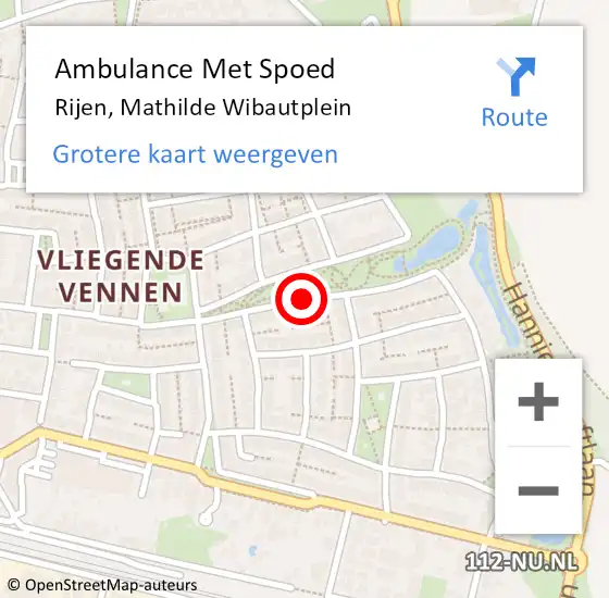 Locatie op kaart van de 112 melding: Ambulance Met Spoed Naar Rijen, Mathilde Wibautplein op 27 juni 2016 17:41