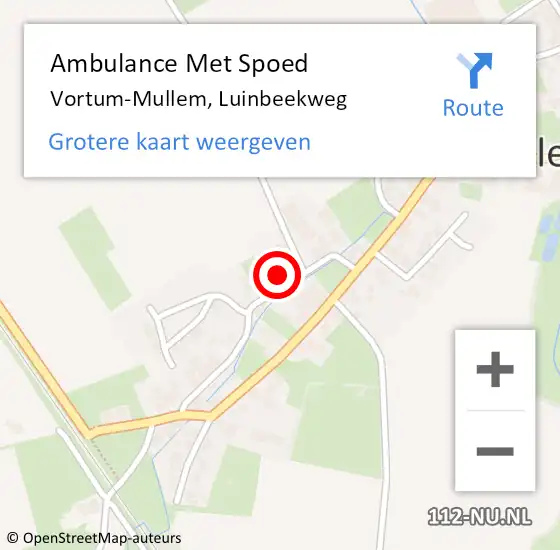 Locatie op kaart van de 112 melding: Ambulance Met Spoed Naar Vortum-Mullem, Luinbeekweg op 27 juni 2016 17:51