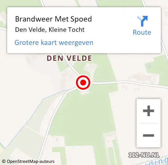 Locatie op kaart van de 112 melding: Brandweer Met Spoed Naar Den Velde, Kleine Tocht op 27 juni 2016 18:39