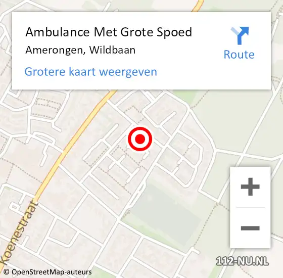 Locatie op kaart van de 112 melding: Ambulance Met Grote Spoed Naar Amerongen, Wildbaan op 27 juni 2016 18:42