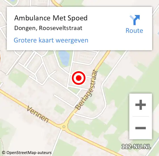 Locatie op kaart van de 112 melding: Ambulance Met Spoed Naar Dongen, Rooseveltstraat op 27 juni 2016 19:02