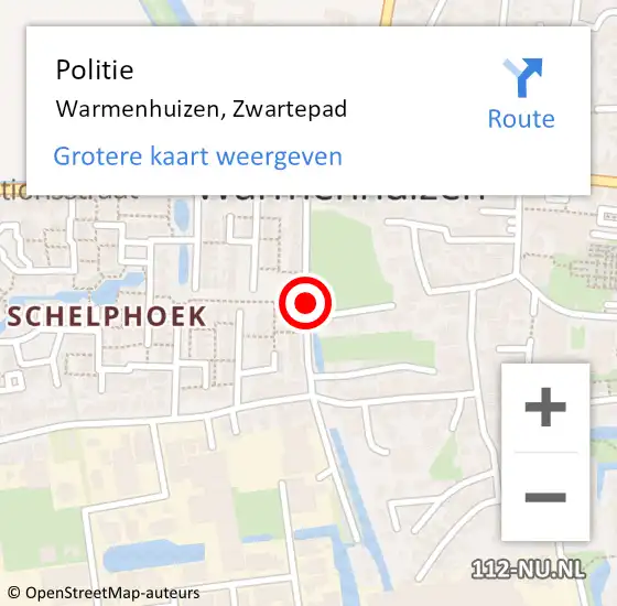 Locatie op kaart van de 112 melding: Politie Warmenhuizen, Zwartepad op 27 juni 2016 19:08