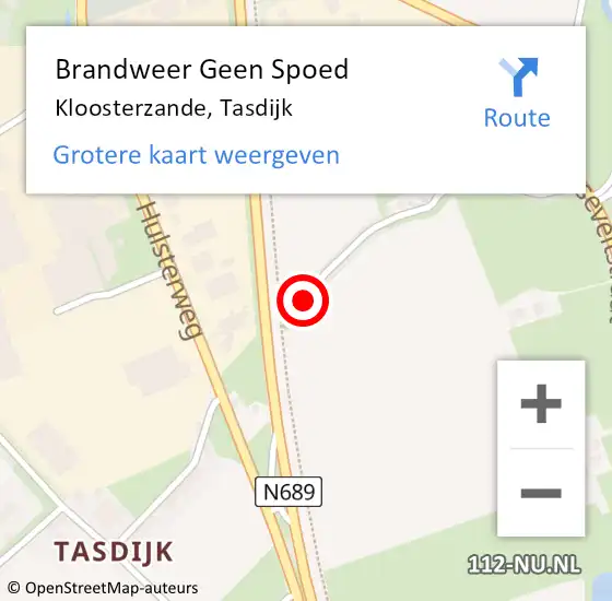 Locatie op kaart van de 112 melding: Brandweer Geen Spoed Naar Kloosterzande, Tasdijk op 27 juni 2016 19:30