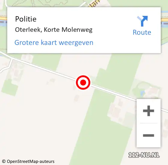 Locatie op kaart van de 112 melding: Politie Oterleek, Korte Molenweg op 27 juni 2016 19:52