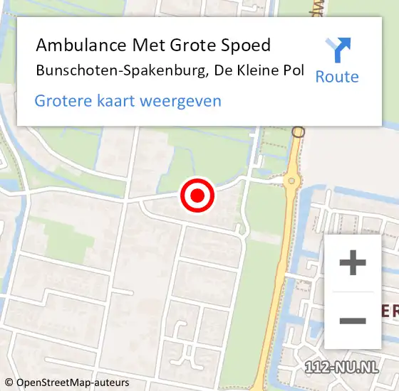 Locatie op kaart van de 112 melding: Ambulance Met Grote Spoed Naar Bunschoten-Spakenburg, De Kleine Pol op 27 juni 2016 20:25