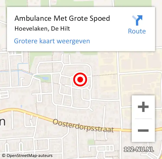 Locatie op kaart van de 112 melding: Ambulance Met Grote Spoed Naar Hoevelaken, De Hilt op 27 juni 2016 21:04