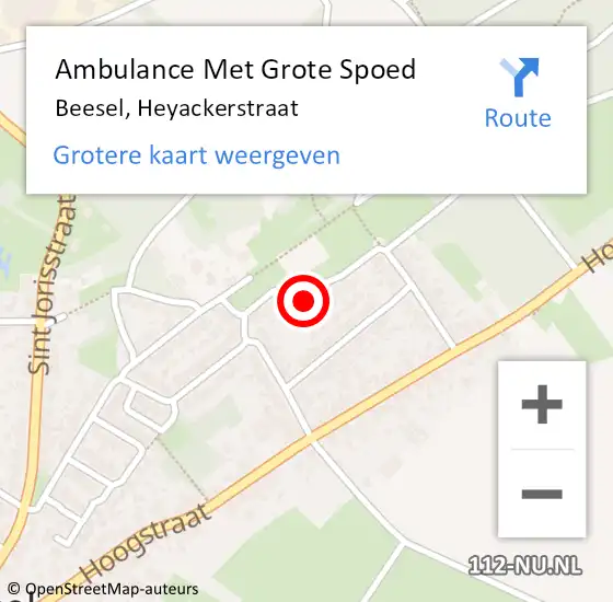 Locatie op kaart van de 112 melding: Ambulance Met Grote Spoed Naar Beesel, Heyackerstraat op 19 december 2013 14:27