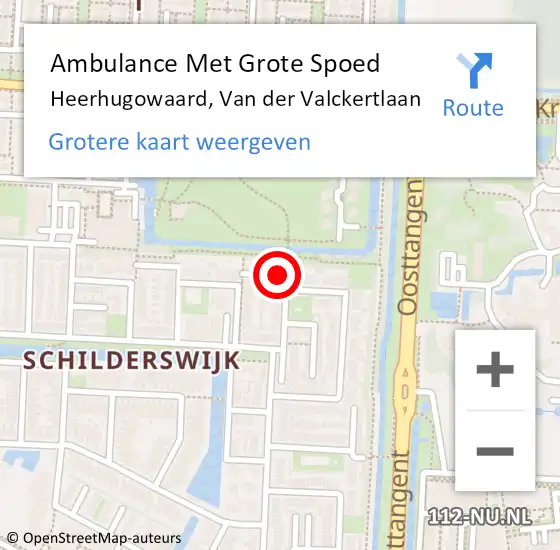 Locatie op kaart van de 112 melding: Ambulance Met Grote Spoed Naar Heerhugowaard, Van der Valckertlaan op 27 juni 2016 22:26