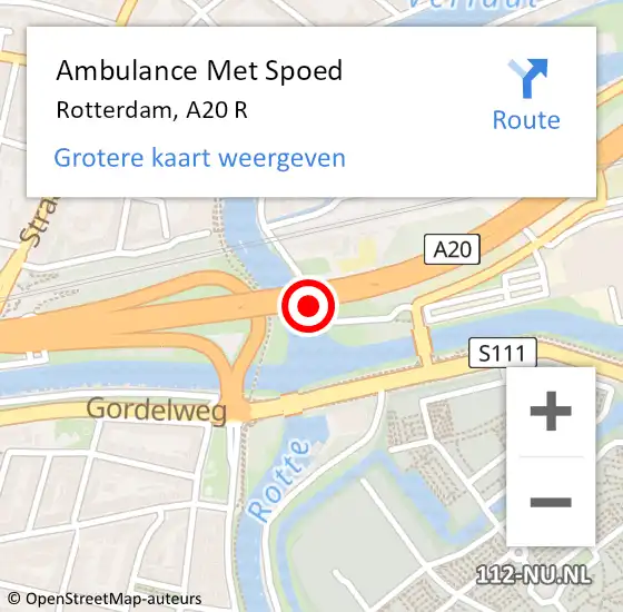 Locatie op kaart van de 112 melding: Ambulance Met Spoed Naar Rotterdam, A20 L op 27 juni 2016 23:44