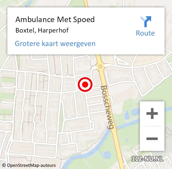 Locatie op kaart van de 112 melding: Ambulance Met Spoed Naar Boxtel, Harperhof op 28 juni 2016 02:18