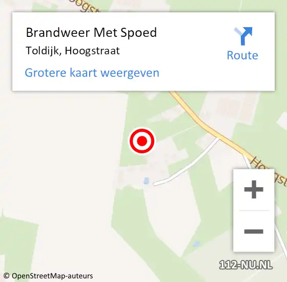 Locatie op kaart van de 112 melding: Brandweer Met Spoed Naar Toldijk, Hoogstraat op 19 december 2013 14:48