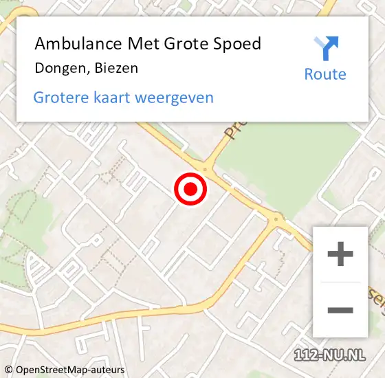 Locatie op kaart van de 112 melding: Ambulance Met Grote Spoed Naar Dongen, Biezen op 28 juni 2016 05:32