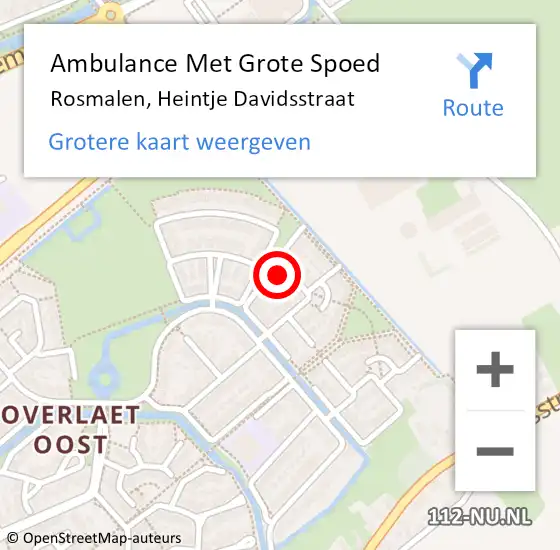 Locatie op kaart van de 112 melding: Ambulance Met Grote Spoed Naar Rosmalen, Heintje Davidsstraat op 28 juni 2016 07:11