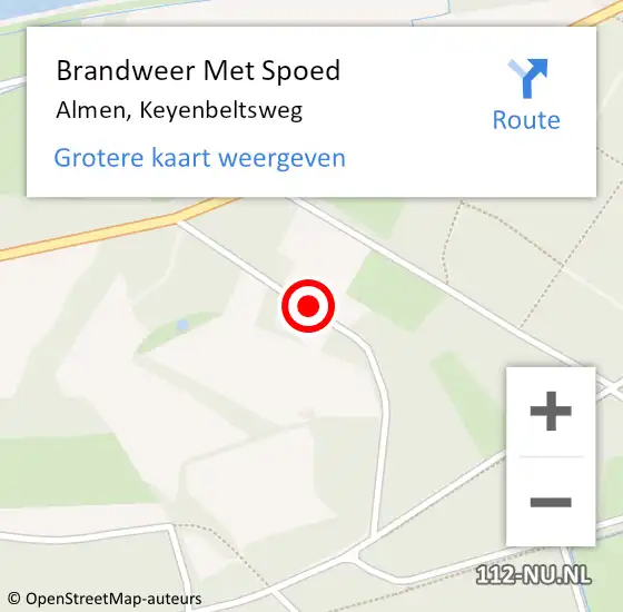 Locatie op kaart van de 112 melding: Brandweer Met Spoed Naar Almen, Keyenbeltsweg op 28 juni 2016 07:42