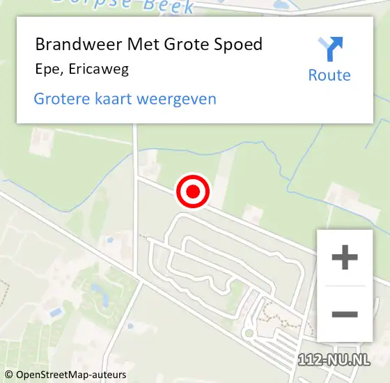 Locatie op kaart van de 112 melding: Brandweer Met Grote Spoed Naar Epe, Ericaweg op 28 juni 2016 08:00