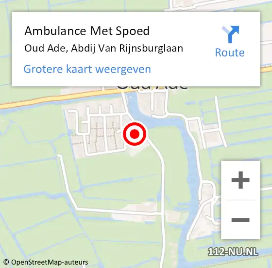 Locatie op kaart van de 112 melding: Ambulance Met Spoed Naar Oud Ade, Abdij Van Rijnsburglaan op 19 december 2013 14:56