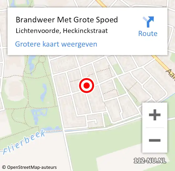 Locatie op kaart van de 112 melding: Brandweer Met Grote Spoed Naar Lichtenvoorde, Heckinckstraat op 28 juni 2016 09:42