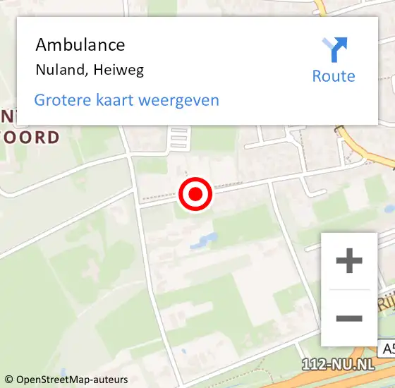 Locatie op kaart van de 112 melding: Ambulance Nuland, Heiweg op 28 juni 2016 10:04