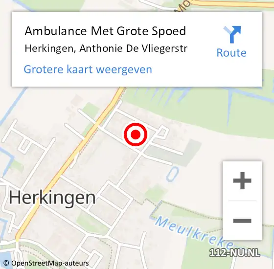 Locatie op kaart van de 112 melding: Ambulance Met Grote Spoed Naar Herkingen, Anthonie De Vliegerstr op 28 juni 2016 10:42