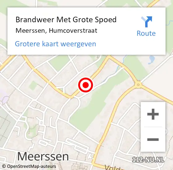 Locatie op kaart van de 112 melding: Brandweer Met Grote Spoed Naar Meerssen, Humcoverstraat op 28 juni 2016 11:31