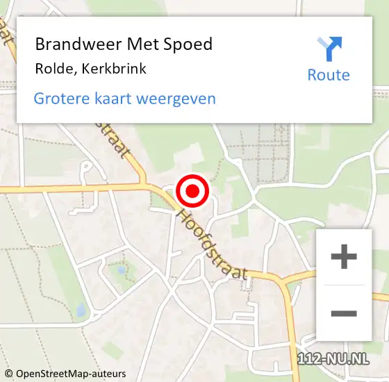 Locatie op kaart van de 112 melding: Brandweer Met Spoed Naar Rolde, Kerkbrink op 28 juni 2016 11:48