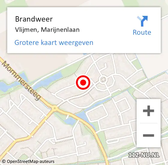 Locatie op kaart van de 112 melding: Brandweer Vlijmen, Marijnenlaan op 28 juni 2016 12:08