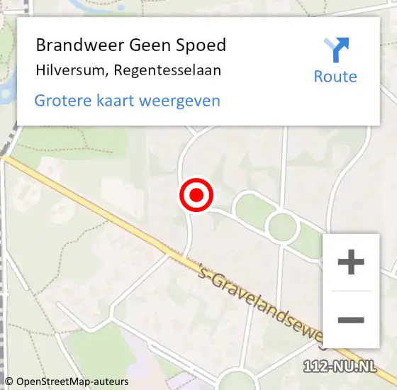 Locatie op kaart van de 112 melding: Brandweer Geen Spoed Naar Hilversum, Regentesselaan op 28 juni 2016 13:49