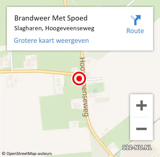Locatie op kaart van de 112 melding: Brandweer Met Spoed Naar Slagharen, Hoogeveenseweg op 19 december 2013 15:32