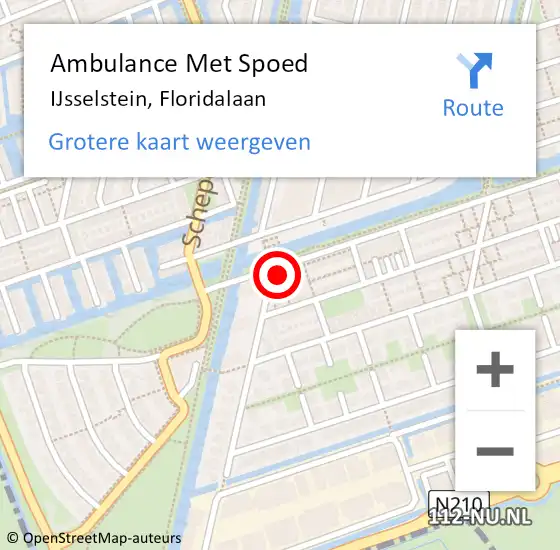 Locatie op kaart van de 112 melding: Ambulance Met Spoed Naar IJsselstein, Floridalaan op 28 juni 2016 14:39