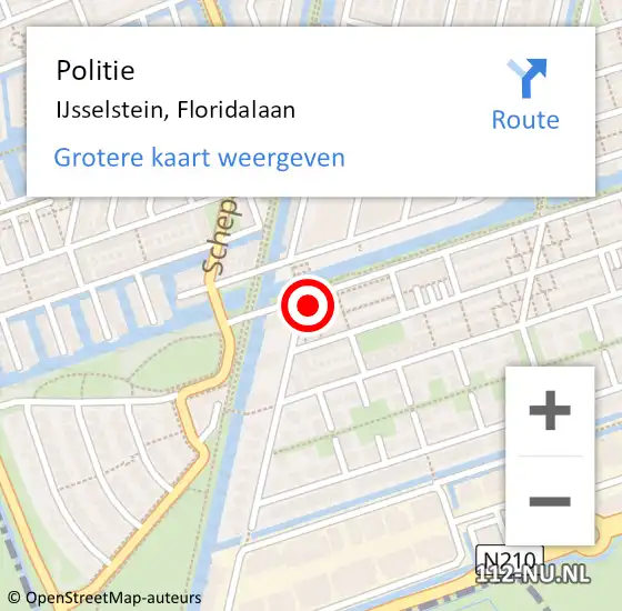 Locatie op kaart van de 112 melding: Politie IJsselstein, Floridalaan op 28 juni 2016 14:45