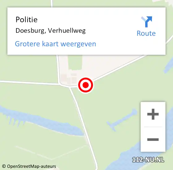 Locatie op kaart van de 112 melding: Politie Doesburg, Verhuellweg op 28 juni 2016 14:53