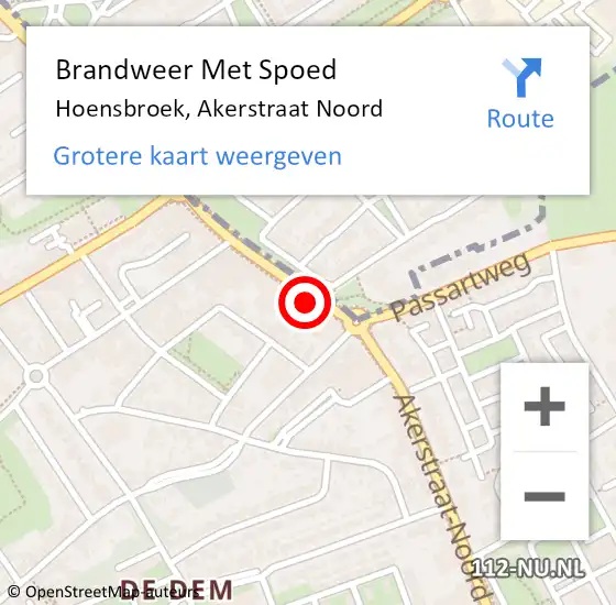 Locatie op kaart van de 112 melding: Brandweer Met Spoed Naar Hoensbroek, Akerstraat Noord op 28 juni 2016 15:02