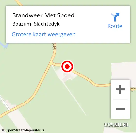 Locatie op kaart van de 112 melding: Brandweer Met Spoed Naar Boazum, Slachtedyk op 28 juni 2016 15:44