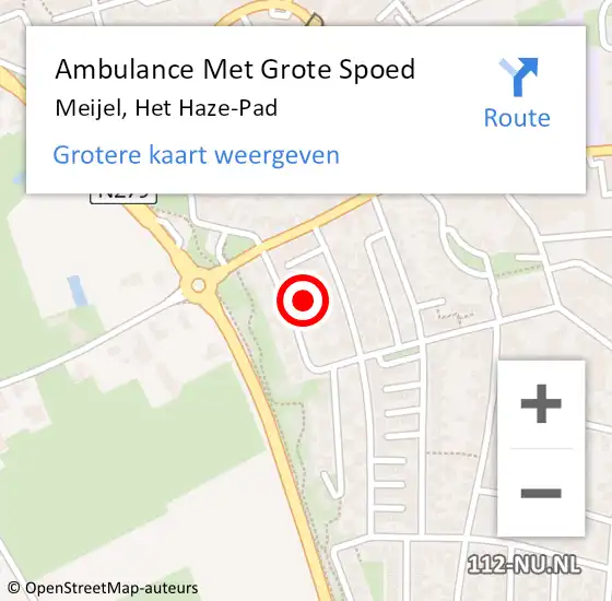 Locatie op kaart van de 112 melding: Ambulance Met Grote Spoed Naar Meijel, Het Haze-Pad op 28 juni 2016 16:08