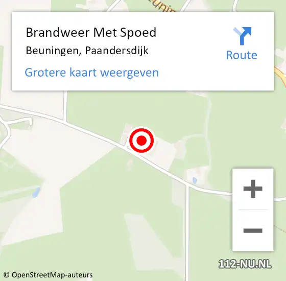 Locatie op kaart van de 112 melding: Brandweer Met Spoed Naar Beuningen, Paandersdijk op 28 juni 2016 16:24