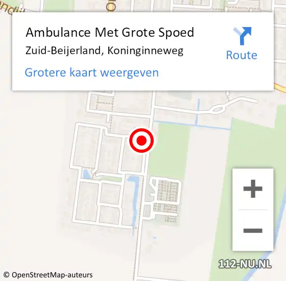Locatie op kaart van de 112 melding: Ambulance Met Grote Spoed Naar Zuid-Beijerland, Koninginneweg op 28 juni 2016 16:51