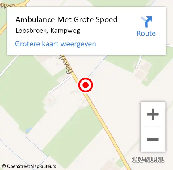 Locatie op kaart van de 112 melding: Ambulance Met Grote Spoed Naar Loosbroek, Kampweg op 28 juni 2016 16:59